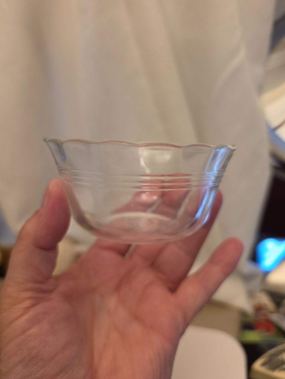 Vintage Pyrex Corning 463 Custard Clear Glass Cup Scalloped Edge 175 ml